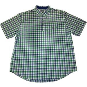 IZOD Golf Polo Shirt Mens Size XL Green Blue Pullover Golfer Stretch Button Down